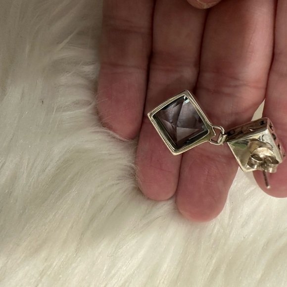 Filigree Sterling silver blue topaz studded dangle earrings NEW - Picture 6 of 7